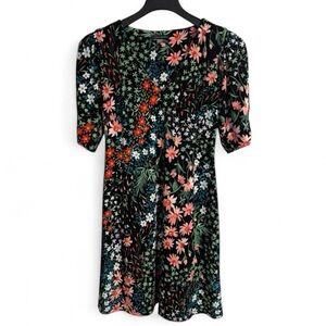 TOMMY HILFIGER Black Multicolored Garden Path Half Sleeve Shift Dress Sz 6 $99